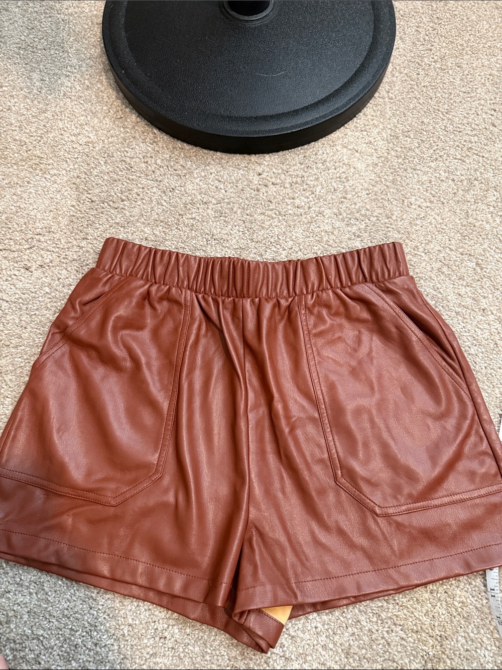 BB Dakota Kids Faux Leather Pull-On Shorts in Cognac
